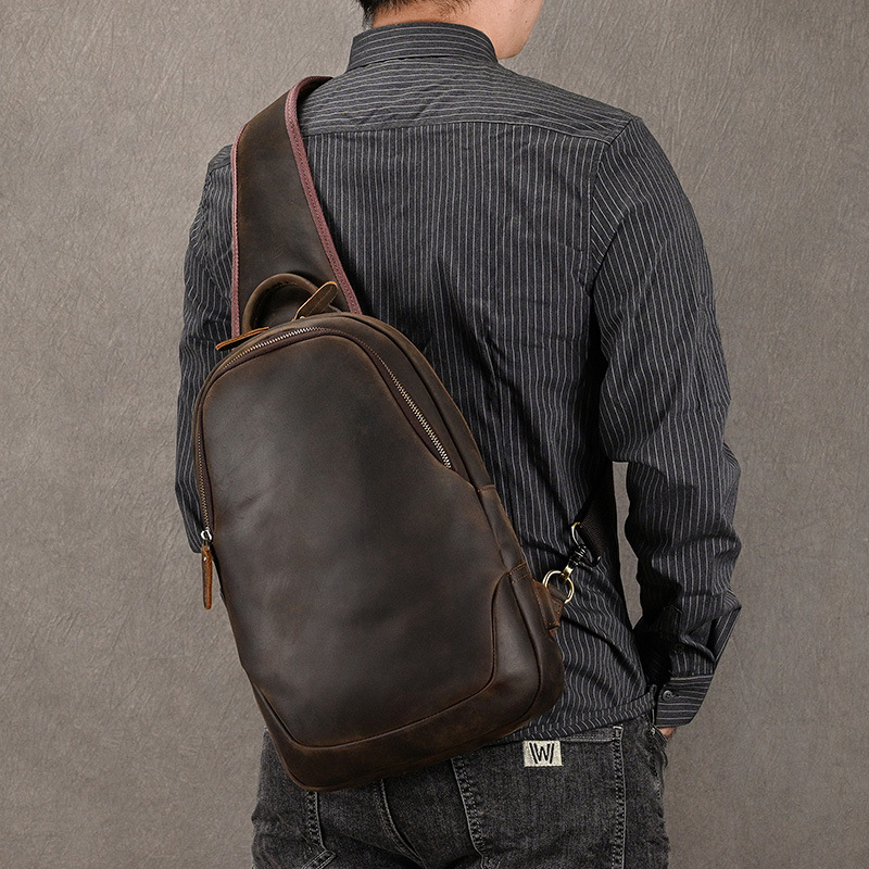 Нагрудная сумка из натуральной – обзор и цена Leather Backpack Vintage
